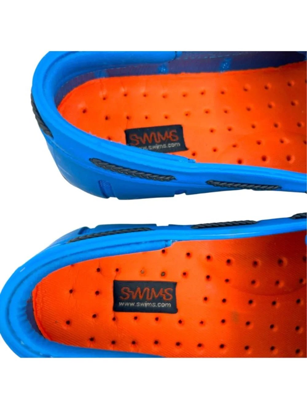 Swims Mens Braided Lace Blue Perforated Rubber Loafers Size 7 Water-Friendly